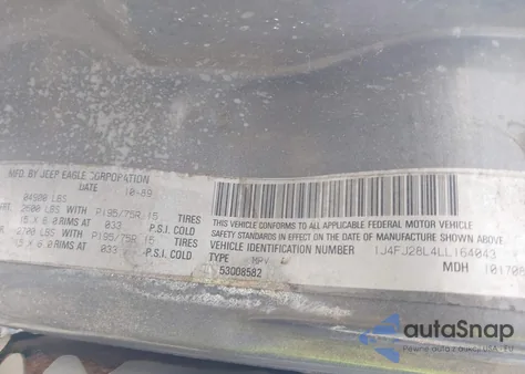 1990 Jeep Cherokee from USA, damaged, VIN 1J4FJ28L4LL164043